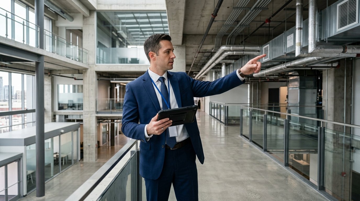 Building Management Specialist Inspecting Facility